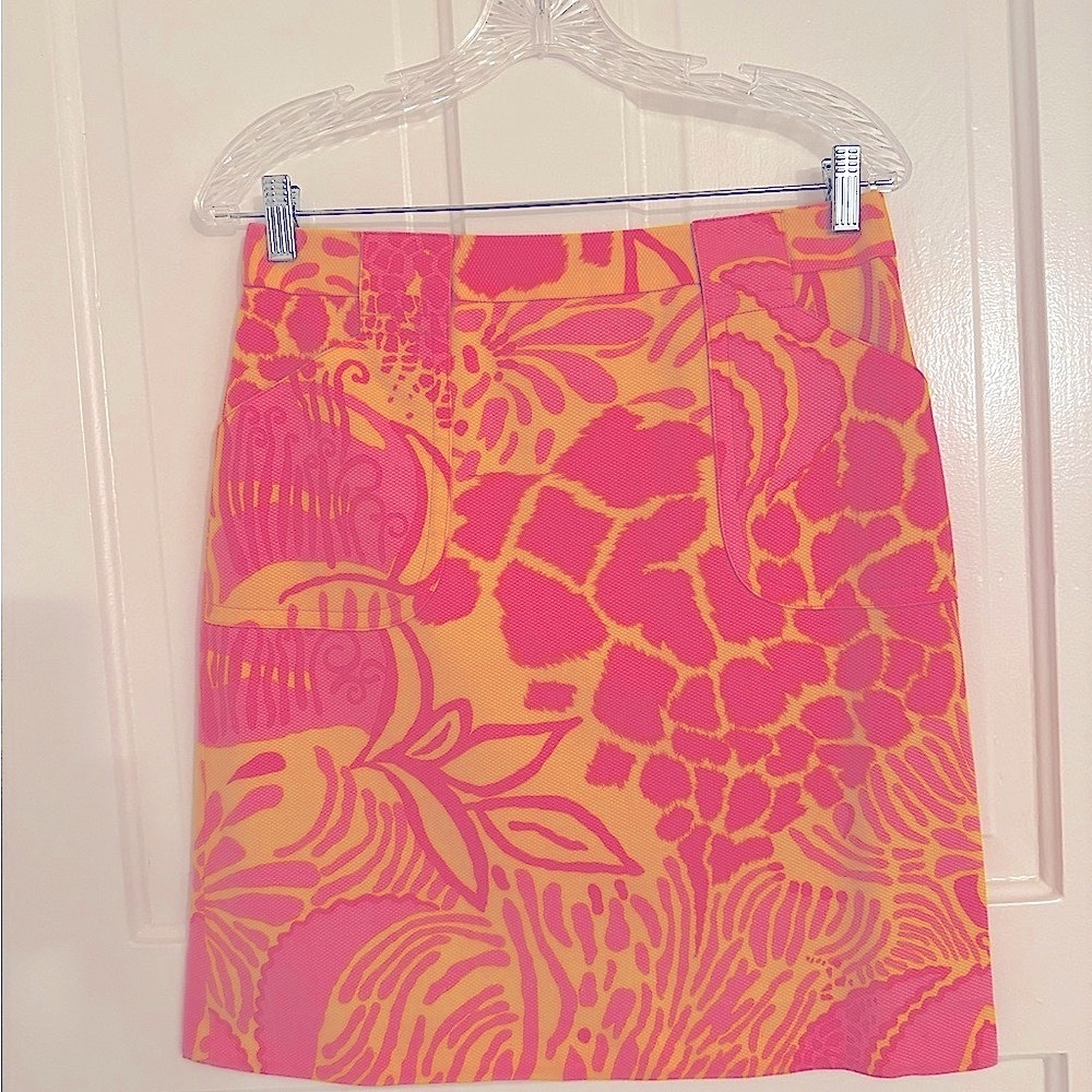Etcetera hot pink and yellow straight skirt size 4. Great condition